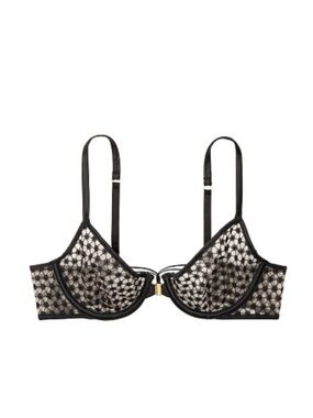 Victoria's Secret Very Sexy Starburst Unlined Demi Bra Black Size 32D Like New